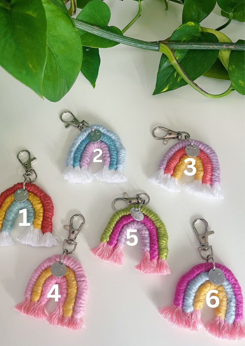 Mini Rainbow Macrame Keychains