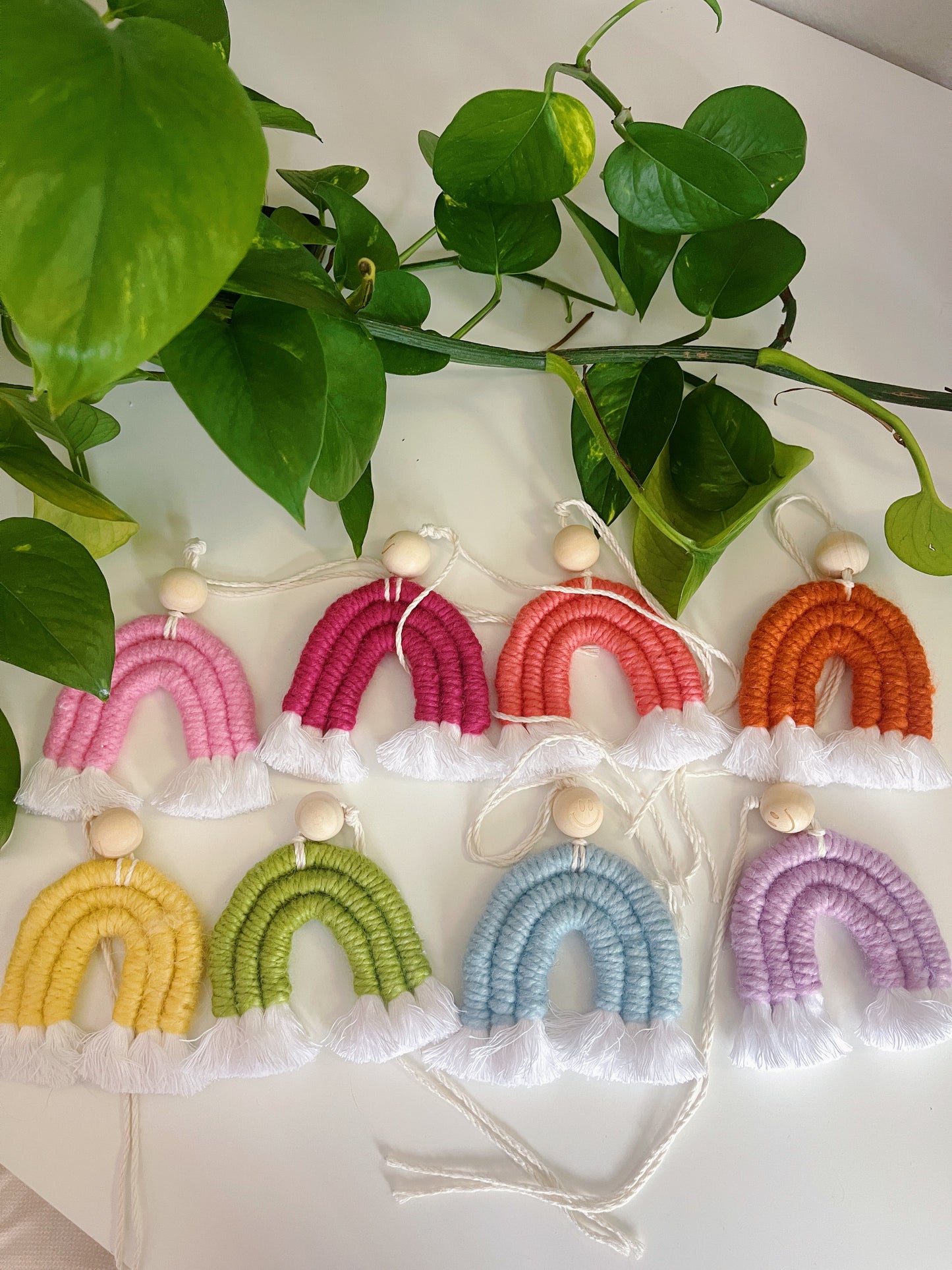 Rainbow Macrame Car Arts Solid Colors