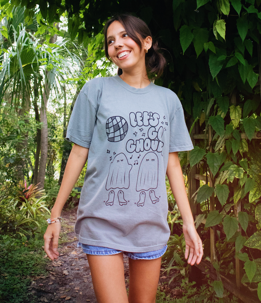 Let's Go Ghouls Gray Tee