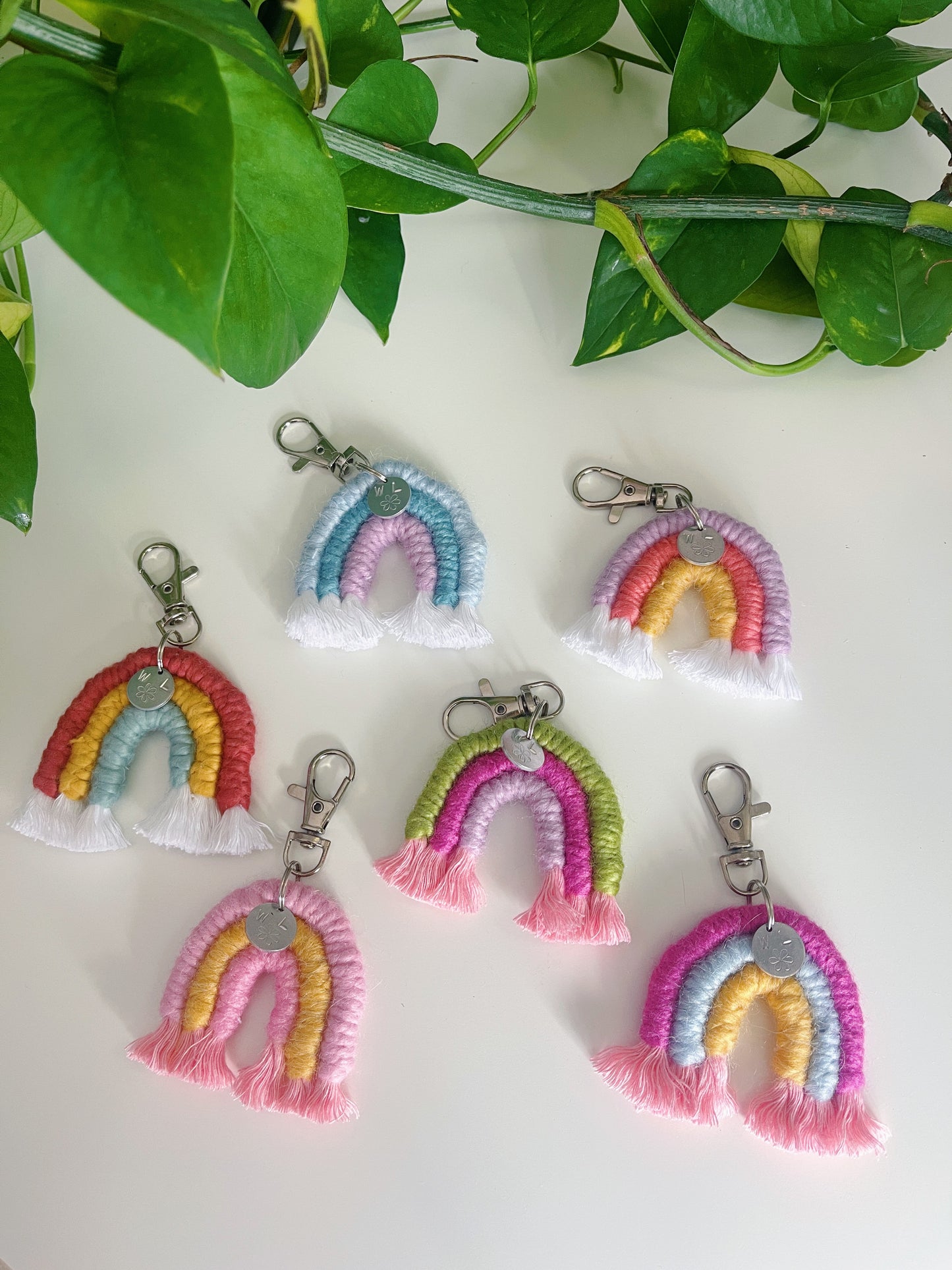 Mini Rainbow Macrame Keychains