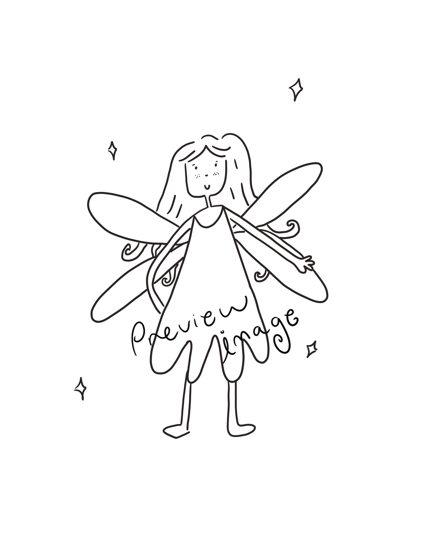 4 Whimsical Fairy Coloring Pages – Printable PDFs